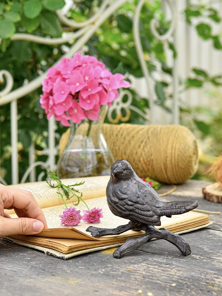 White Rust Cast Iron Iron Art Bird Branch Ornament Home Furnishing Courtyard Garden Bird Sculpture Decoration Holiday Gifts