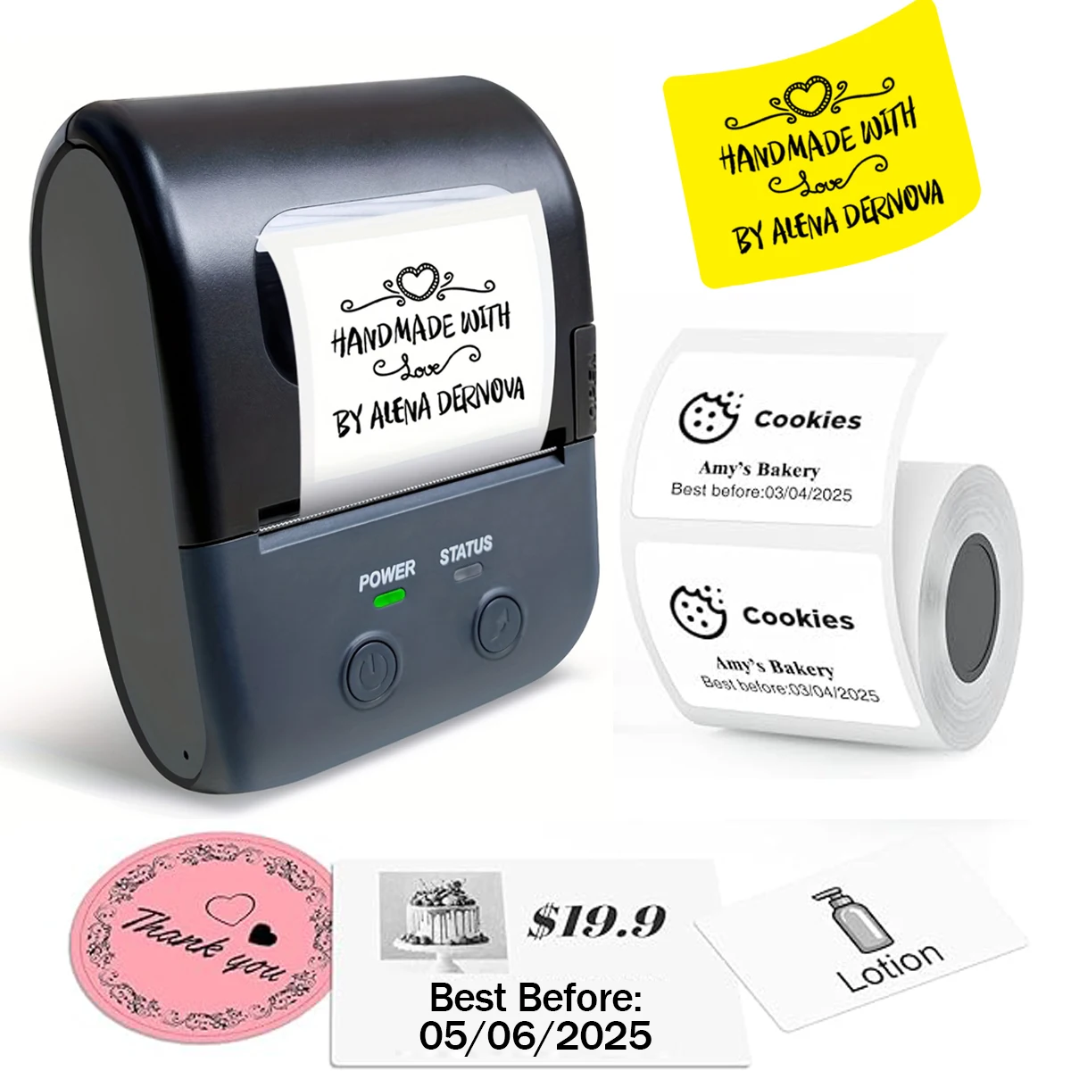 

Mini Portable Thermal Printer Self-Adhesive Sticker Label Maker Pocket Printer Labeling Machine Bluetooth similar B1