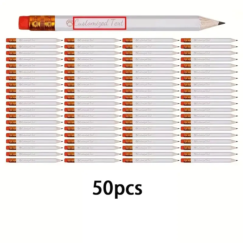20Pcs/50Pcs/80Pcs/100Pcs Customizable Personalized Elegant White Mini Pencils, Perfect Gifts for Back-To-School Season, Ideal for Teen Parties, Wedding Giveaways, and Perfect for Family and Friends, Suitable for Christmas, Valentine's Day, Wedding Party Favors, Back-To-School Season, and Teacher's Day Gifts