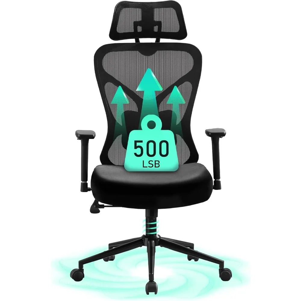 

Big and Tall Office Chair, 500lbs Desk Chair, Ergonomic Office Chair, Adjustable Lumbar Support, Headrest & 3D Armrest, Thickene