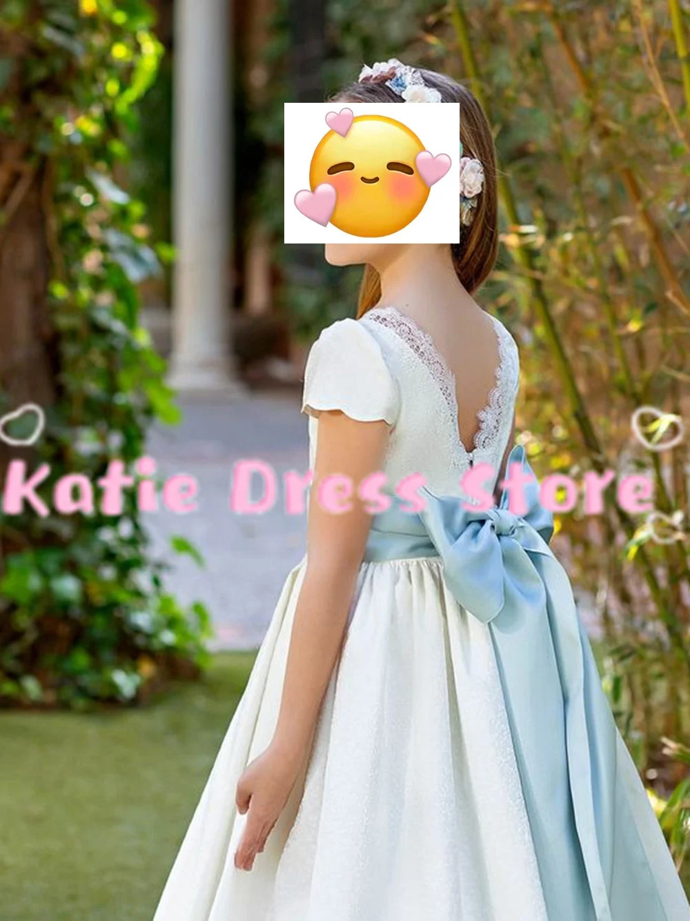 Flower Girl Dresses For Wedding Half Sleeve White Long Lace Appliques Kids Birthday Party First Communion Ball Gown Customized