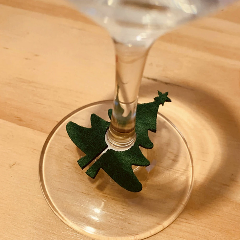 

8pcs Non-Woven Christmas Wine Glass Rings Red Colorfast Cup Tags Xmas Party Beer Margarita Cosmopolitan Martini Label