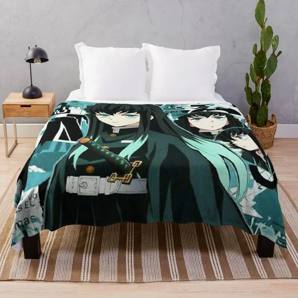 Muichiro Tokitou Throw Blanket Retros Camping Decorative Sofa Flannel Blankets  blankets for beds  throw blanket