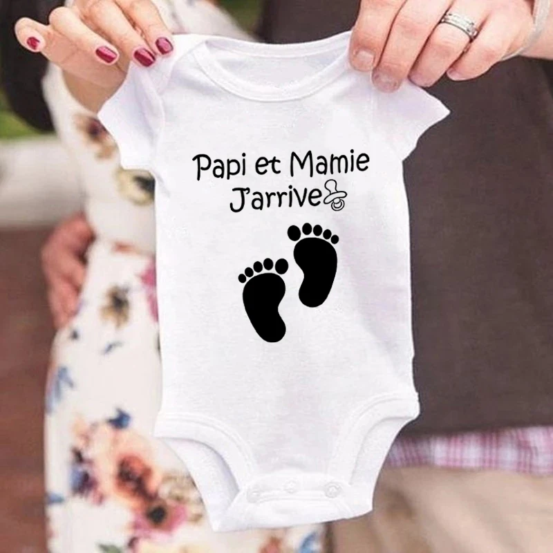 Baby Announcement Bodysuit Grandpa&Grandma Coming Soon 2023 Newborn Jumpsuit Summer Unisex Romper Body Pregnancy Reveal Clothes