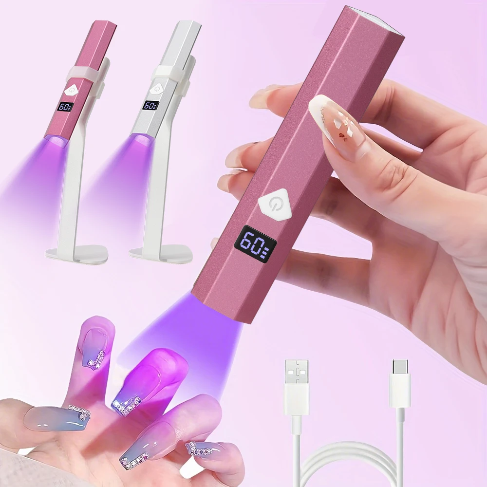 

Ручная лампа для ногтей DianaBeauty, мини-УФ-лампа для ногтей, перезаряжаемая маникюрная лампа с цифровым дисплеем и держателем, инструменты для маникюрного салона