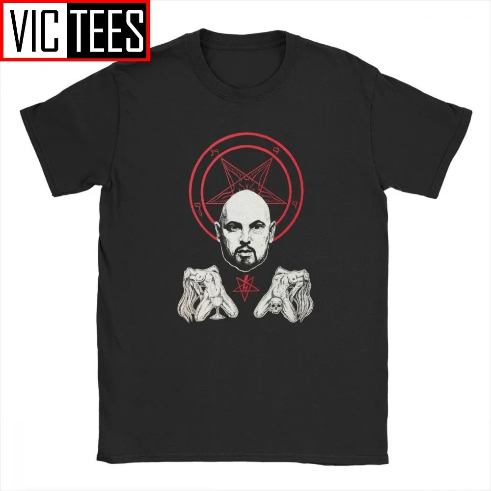 Men T-Shirt Anton Szandor LaVey Aleister Crowley 100 Percent Cotton Magic Magick Wicca Demon Pagan Evil T Shirt