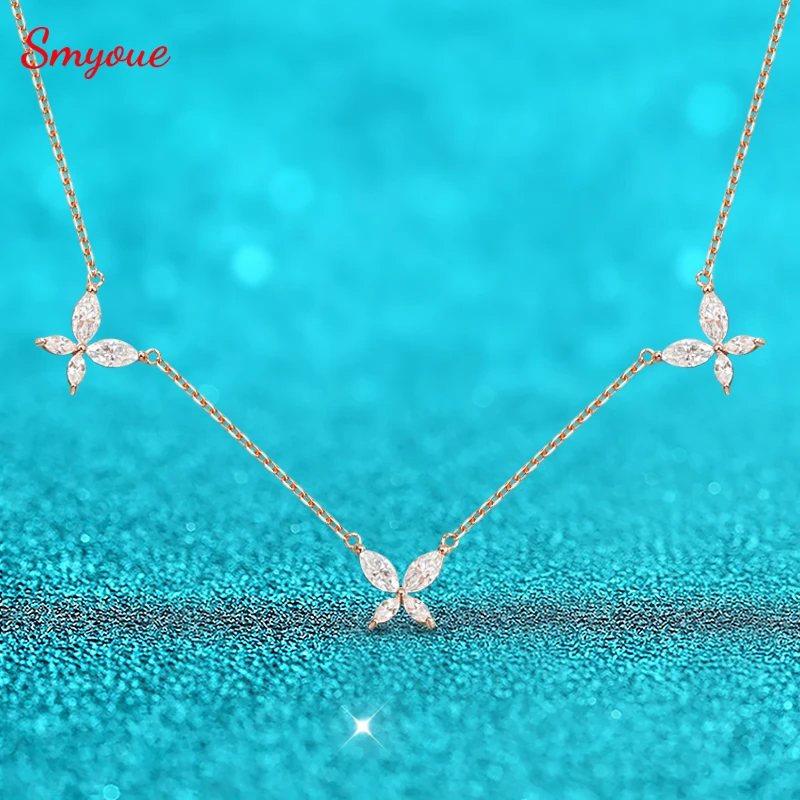 

Smyoue 18K Plated Marquise Cut Moissanite Necklace Pendant for Women Girls Gift Lab Diamond Chain 925 Sterling Silver Jewelry