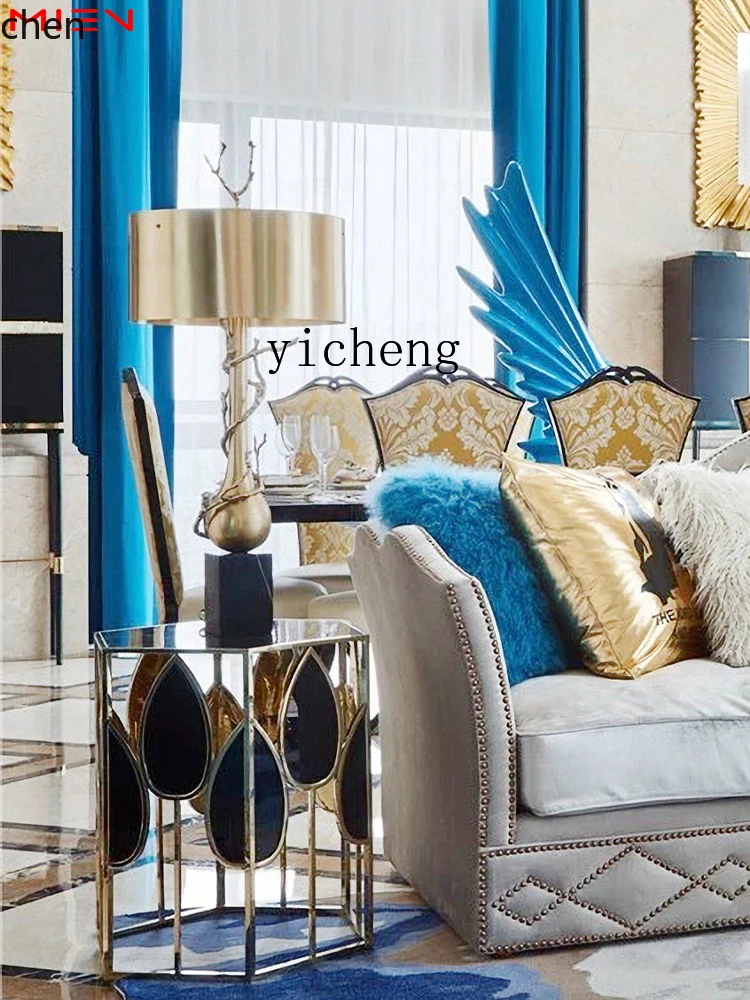 YFY  Hexagonal Light Luxury Coffee Table Metal Side Table Leaves Corner Conference Table