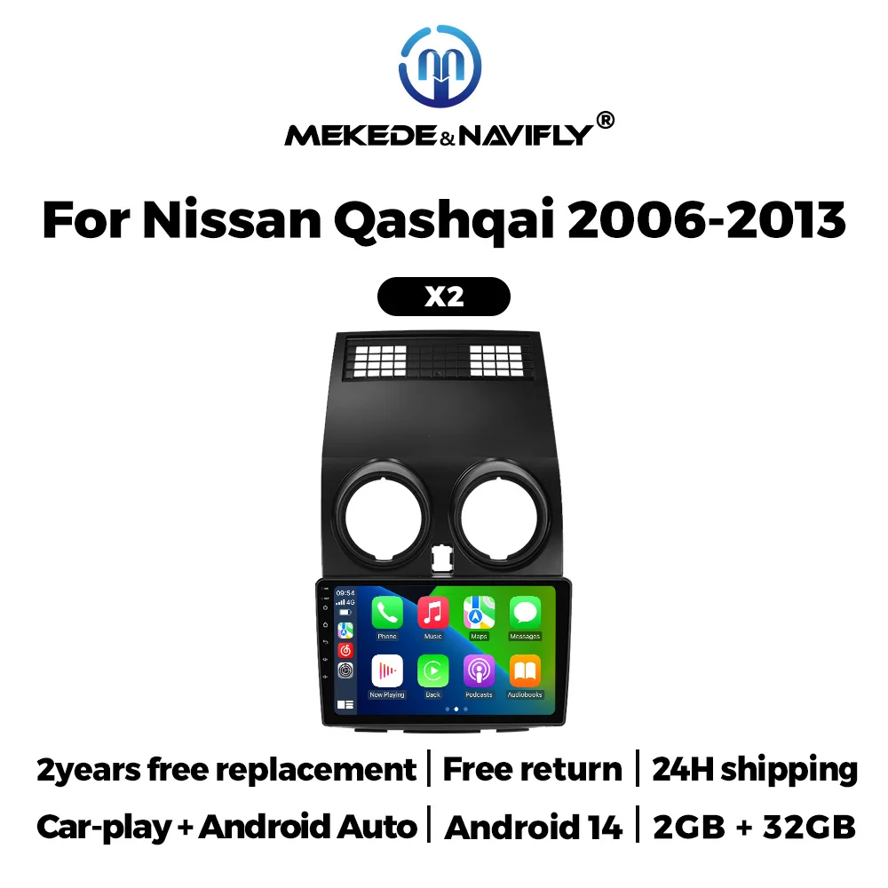 

Android 14 Car Radio 2G+32G 9-inch Wireless Carplay AUTO For Nissan Qashqai J10 2006-2013 Navigation GPS Multimedia Video Player