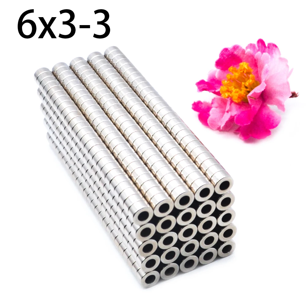 10~200Pcs   6x3 8x3 10x3 12x3 18x3 Hole 3 N35 NdFeB Countersunk Round Magnet Super Powerful Strong Permanent Magnetic imane Disc