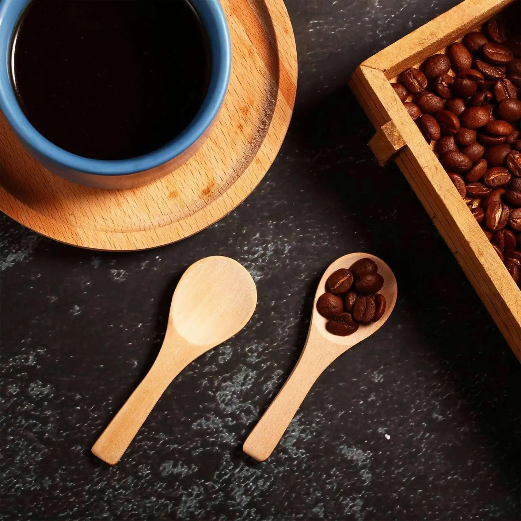 ABVT-150 Pieces Small Wooden Spoons Mini Nature Spoons Wood Honey Teaspoon Cooking Condiments Spoons (Light Brown)
