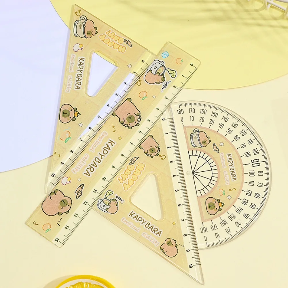 

4 шт./компл., новый акриловый набор капибары, линейки, инструменты для рисования, милая мультяшная прямая линейка, офисные принадлежности, транспортир