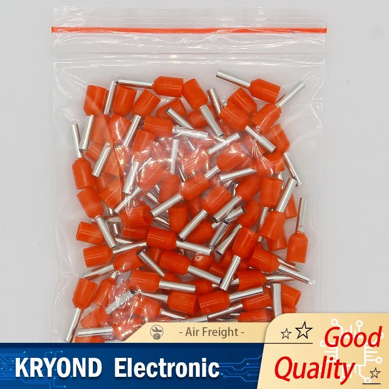 100PCS E1508 Tube Insulating Terminals 1.5mm² Cable Wire Crimp Connector E-