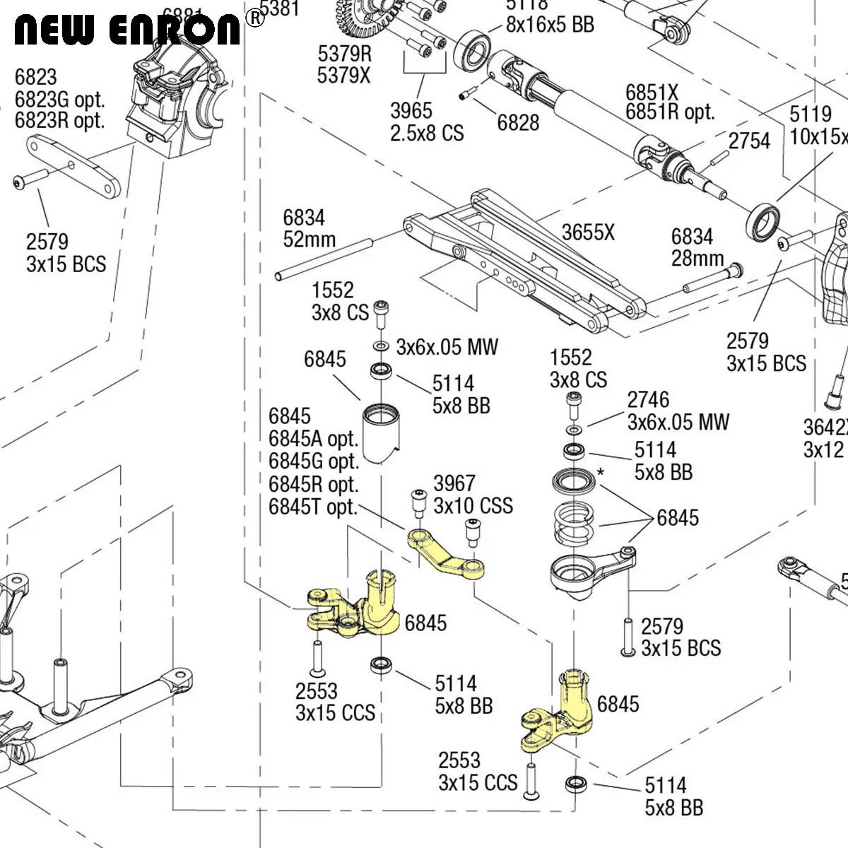 # 6845 Legering Stuur Bellcranks Servo Saver Set Voor RC auto Traxxas 1/10 Slash 4x4 Rustler Stampede XO-1 Ford Fiesta ST Rally