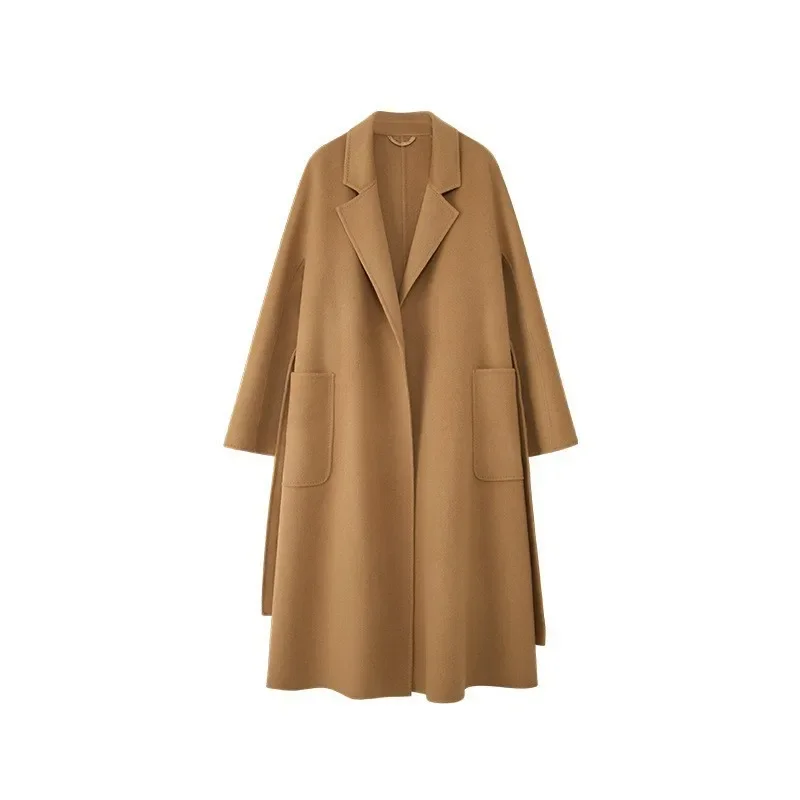 

Bathrobes double-sided cashmere coat women's autumn and winter long strap-up high-end woolen coat