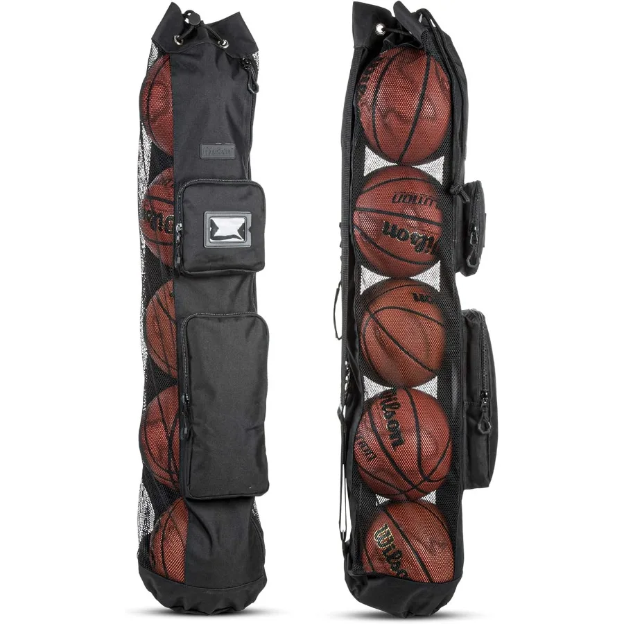 Bolsa de pelota para equipo de baloncesto XL de alta resistencia con diseño de correa para el hombro para entrenadores con 2 bolsillos delanteros para almacenar Co