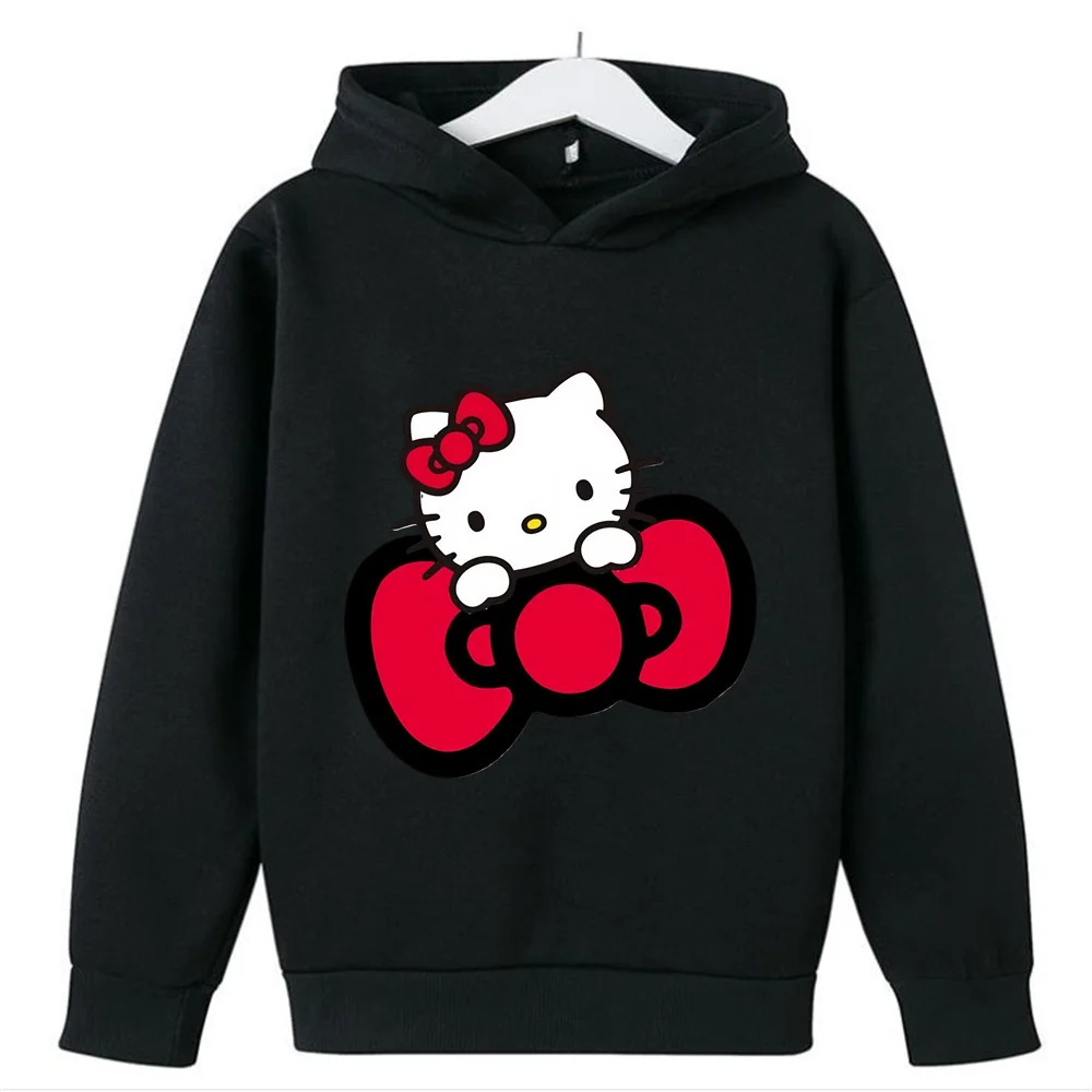 Fashion Hoodie Hello Kitty Children's Cute Sanrio Children Sweatshirt Manga Clothes Kid Girl Boy Top Hoody Anime