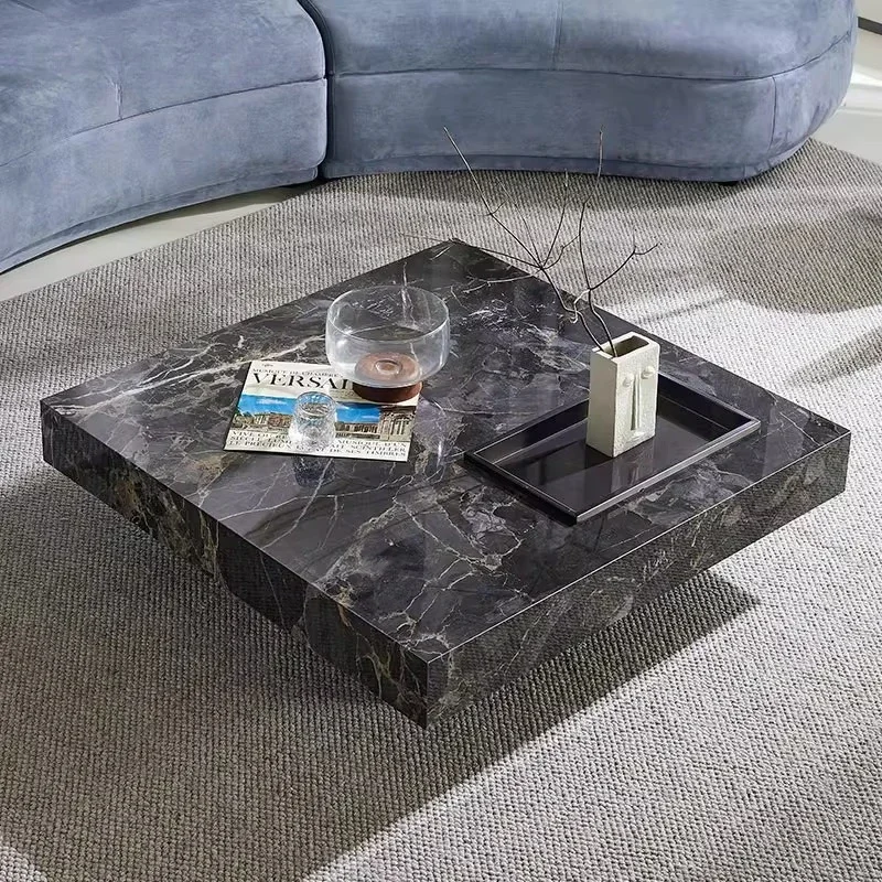 

yj21 Modern simple rock slab coffee table small apartment Italian light luxury floor high-end square coffee table
