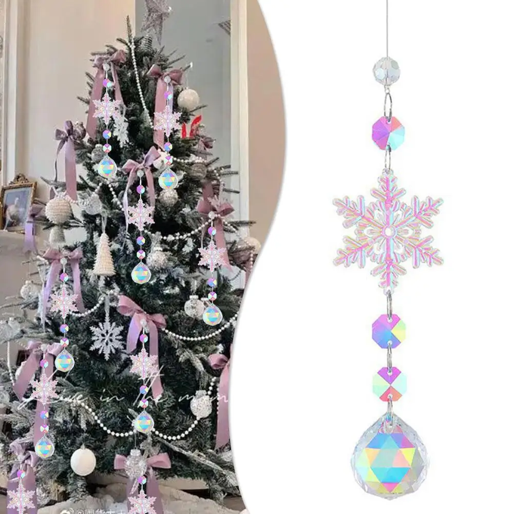 New Christmas Colorful Snowflake Crystal Sun Catcher Icicle Pendant Window Christmas Tree Decoration Christmas Supplies