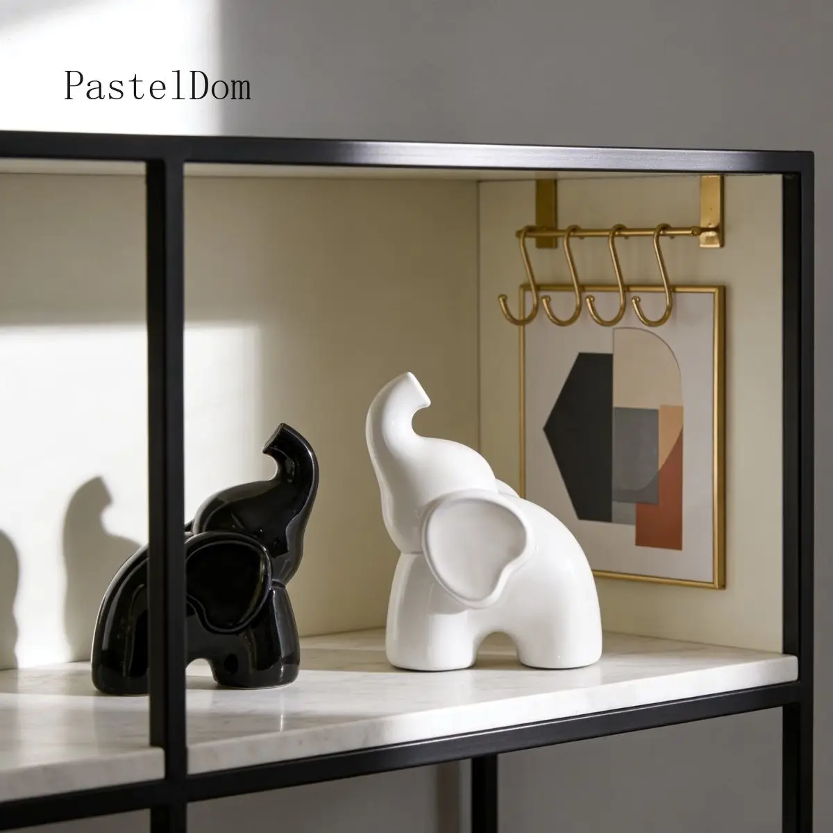 Simple Ceramic Black‑White Mother‑Child Elephant Ornament, Light‑Luxury Insta‑Style Nordic Modern Decor for Bedroom & TV Cabinet