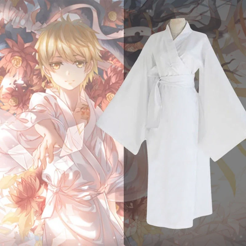 

Unisex Anime Noragami Yukine Cosplay Costume White Robe Japanese Kimono Halloween Carnival Party Outfit For Womens Mens S-XXL