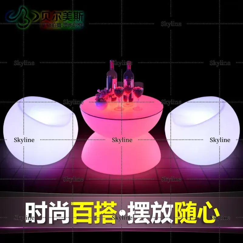 for LED Luminous Coffee Table Fashion Living Room Chair Stool European Bar Table and Chairs