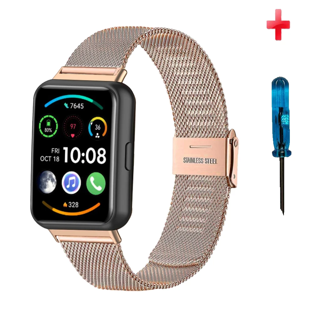 Pulseira de aço inoxidável para relógio Huawei, pulseira inteligente, substituir Metal, Fit2, NFC, novo