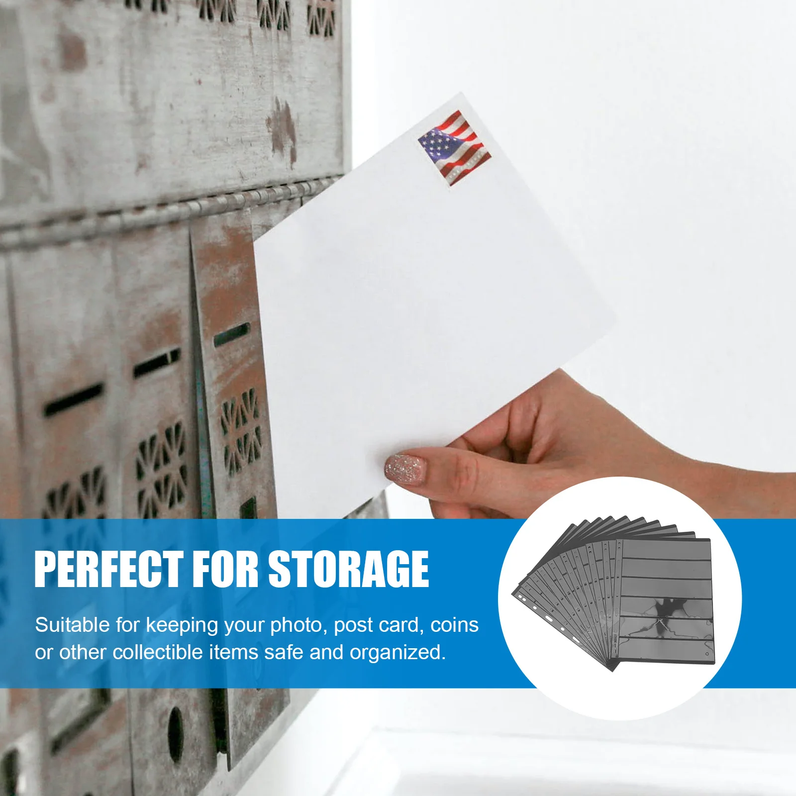 

10pcs Stamp Album Premium Transparent Pages For Collectors Organizer Storage Holder Coin Cards Display Folder Stamp Stock Pages