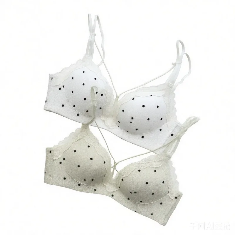 

Сексуальный комплект нижнего белья в горошек во французском стиле - бюстгальтер без косточек для женщин с небольшим ростом и большой грудью, регулируемый, с эффектом пуш-ап, BANERDANNI