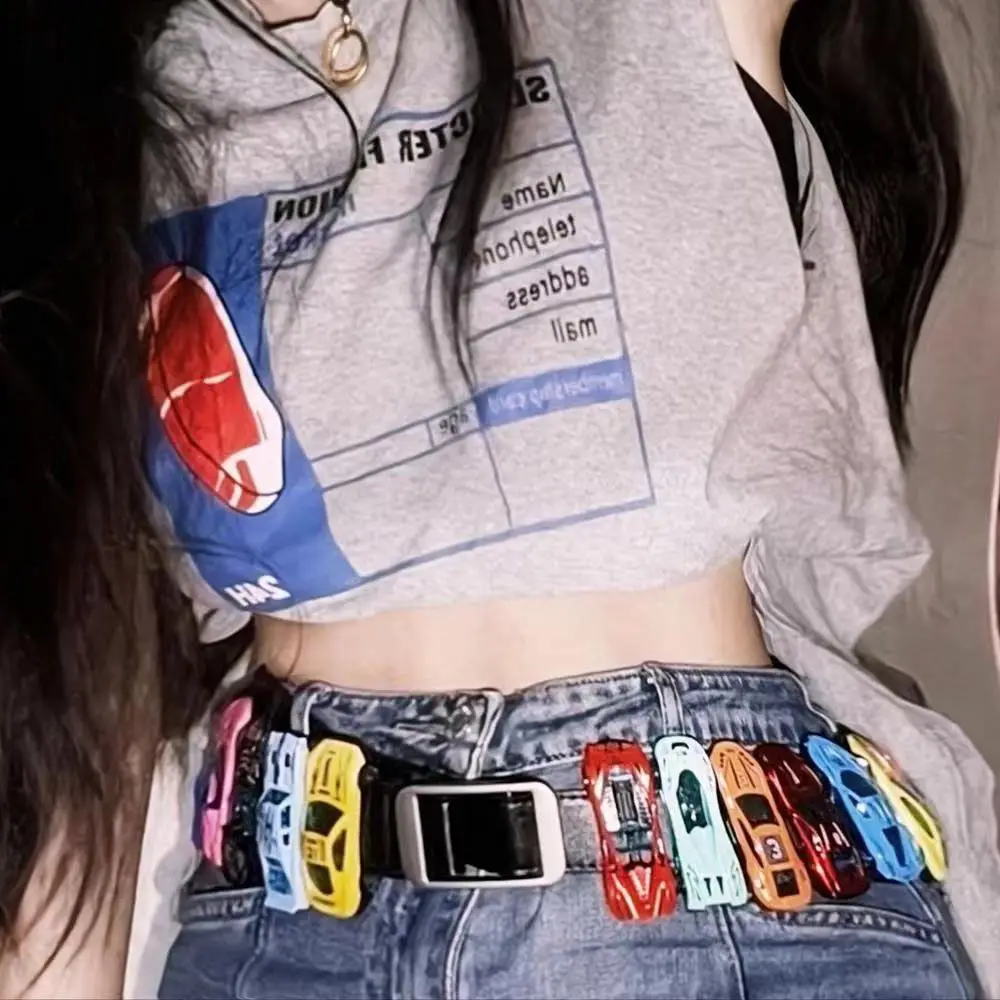 Creative Racing Model Belt Y2k Streetwear 18pcs Cars Model Decorative Belt For Men Women Clothes Accessories