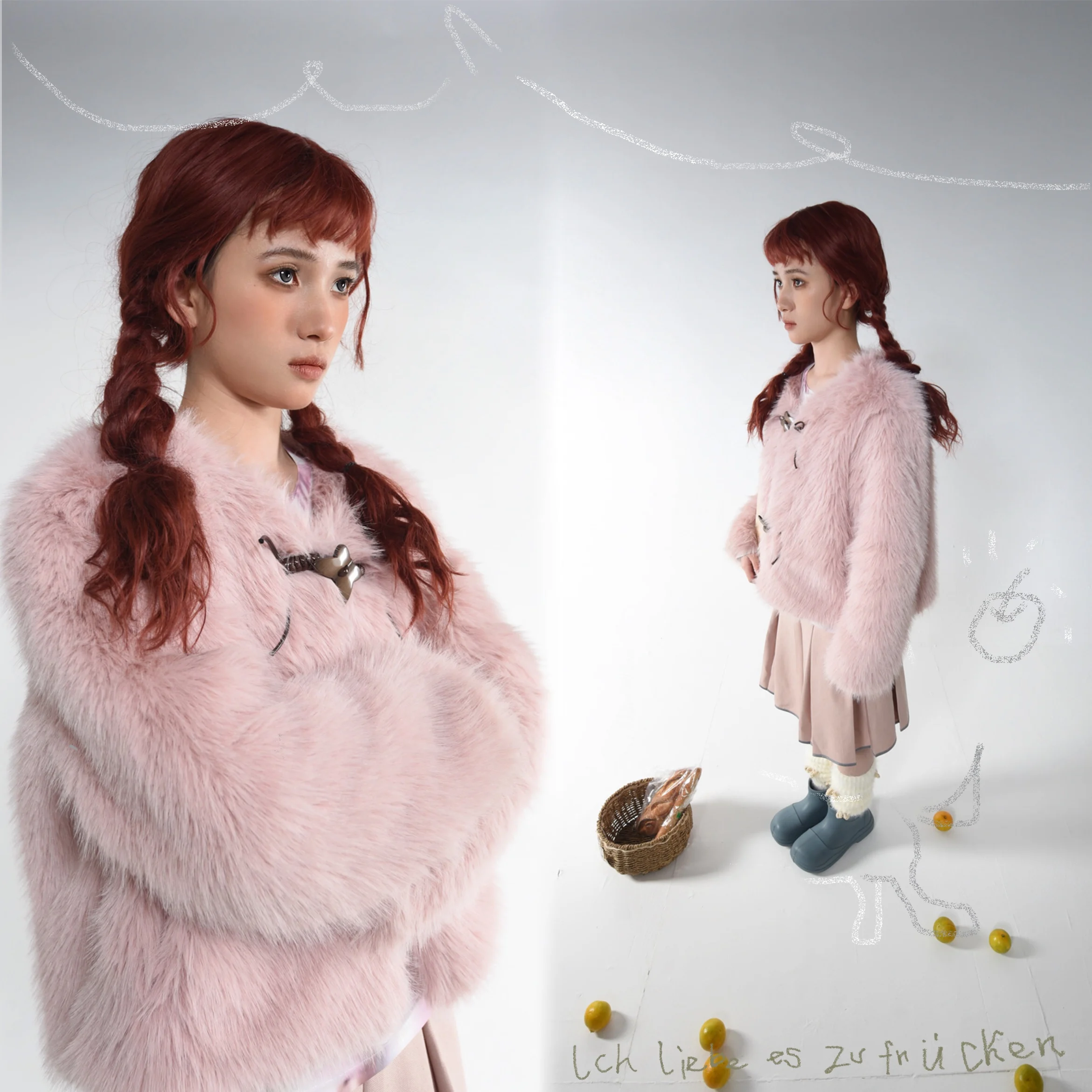 

Warm Faux Fur Jaet with Button Closure Princ Sle ort Coat Long Sve Patterned Casual Outerwear
