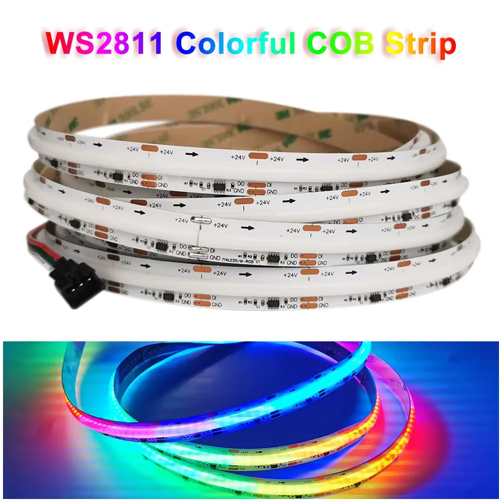 DC12V 24V WS2811 Full Colors COB FOB Led Light Strip Individually Addressable Smart Dream RGBIC High Flexible Density 720Pixel/M