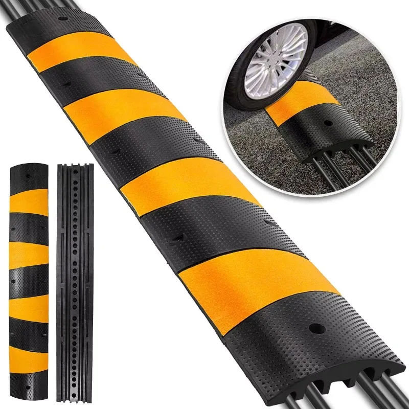 Hot Sale Product Durable Rubber 6 Feet Reflective Road Speed Hump - Yellow-Black Road Speed Bumps for Traffic Safety