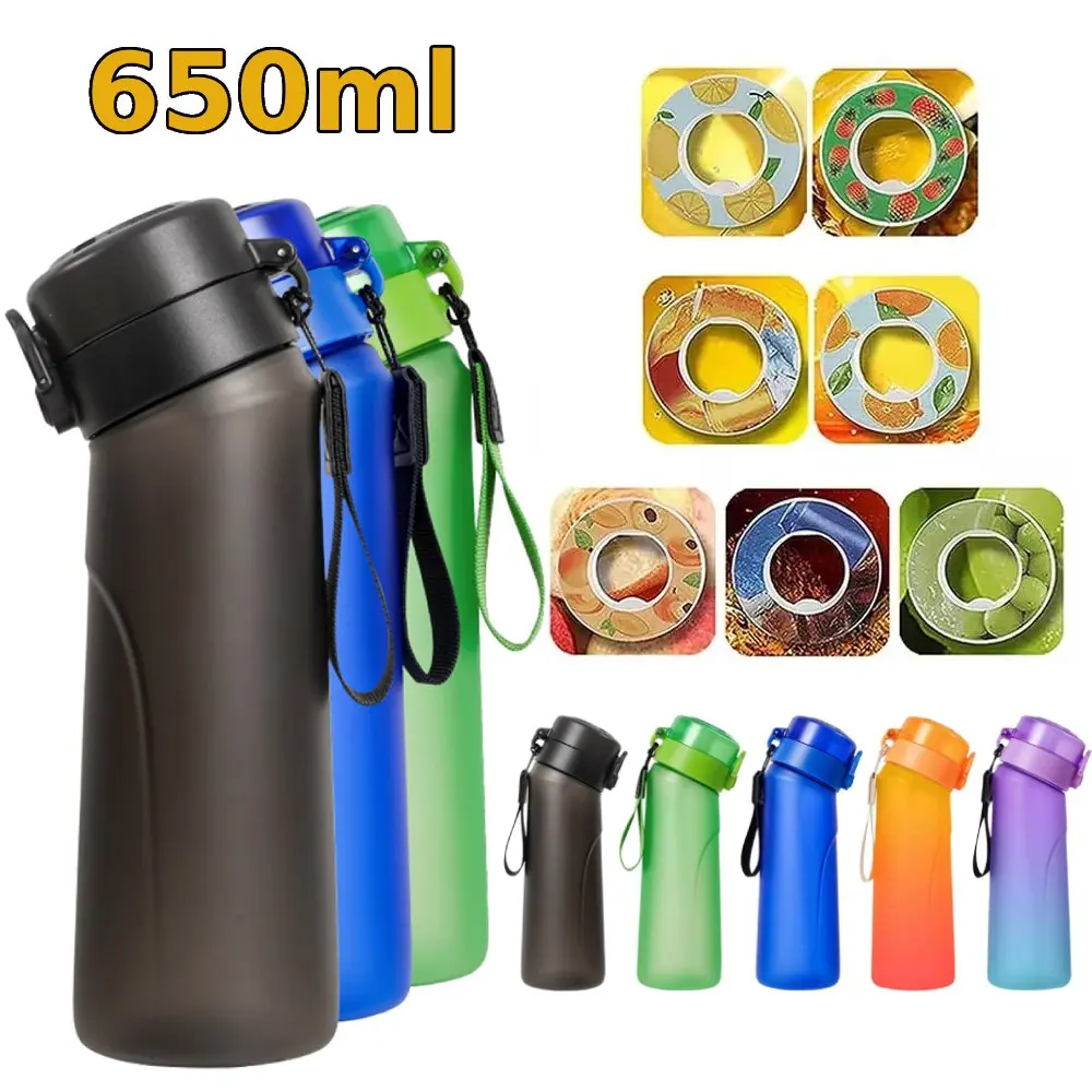 Botella de agua para deportes al aire libre de 650ML, botella de bebida con sabor portátil, bebida Tritan, taza reutilizable de más agua para escuela y oficina al aire libre