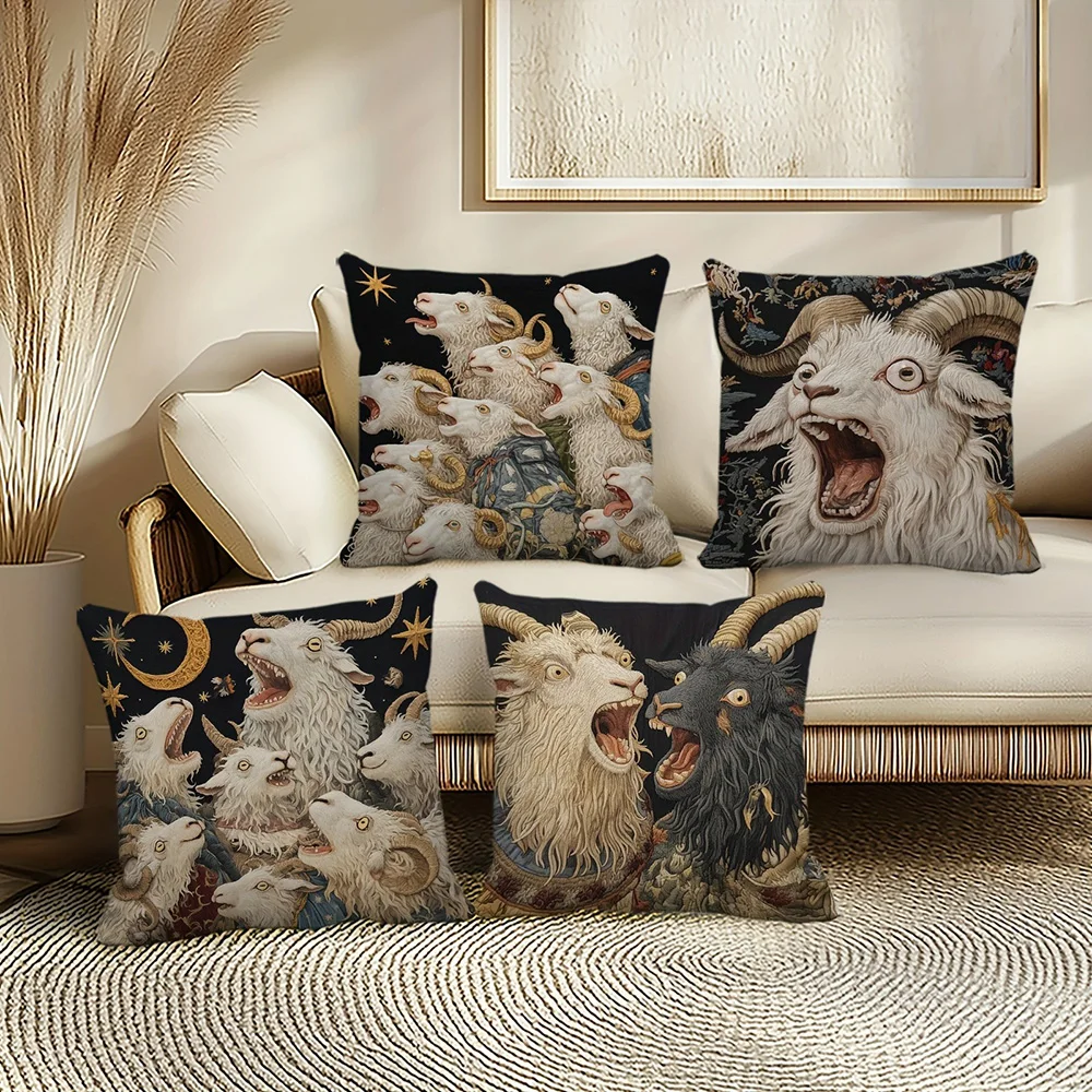 Exquisite Goat-Printed Cushion Covers: Fantasy-Inspired Decor for Your Home Sofa cushion cover home room decoration