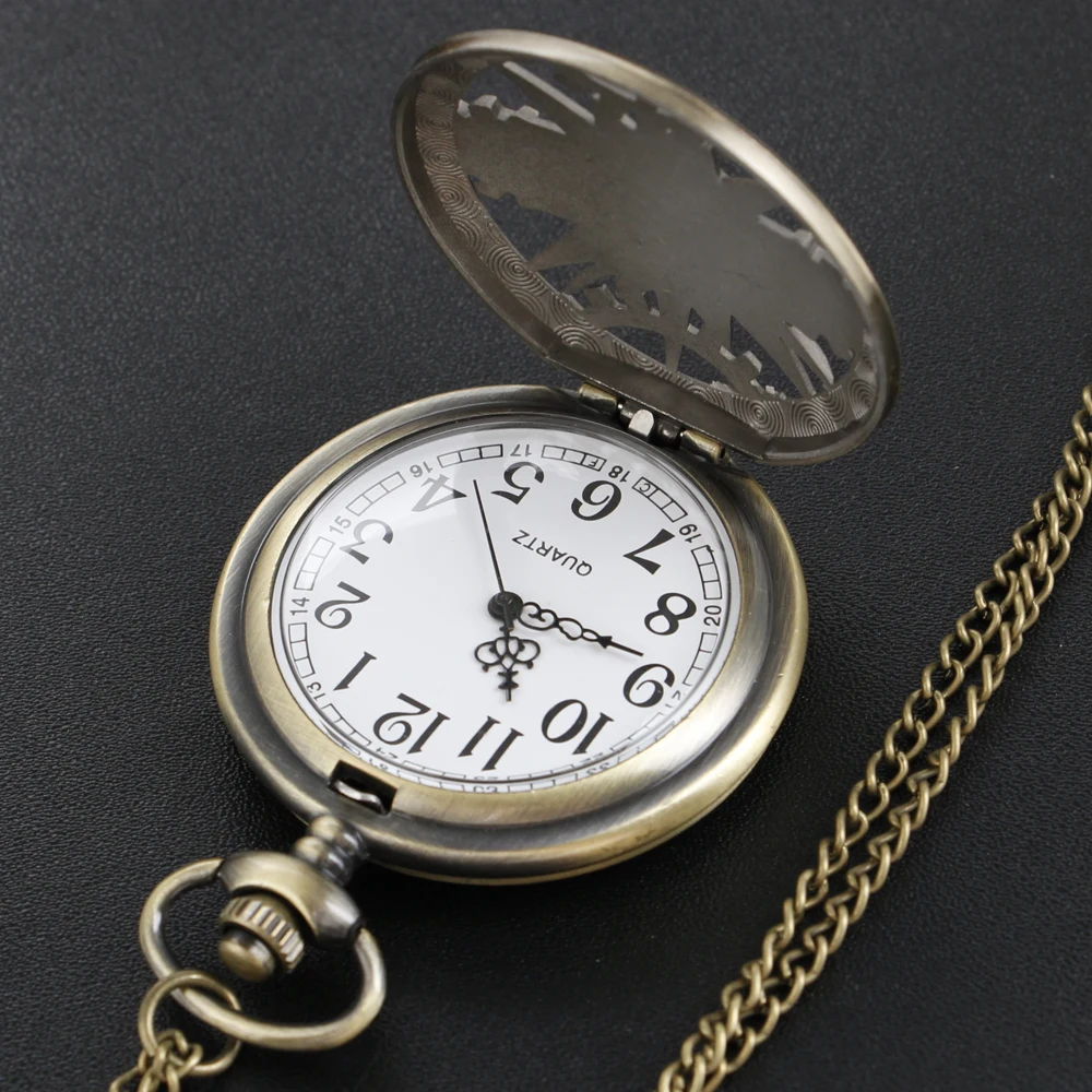 Bronze Retro Time Gear Quartz Men's Pocket Watch Fashion Pendant Necklace Male and Female Students Festival Gift