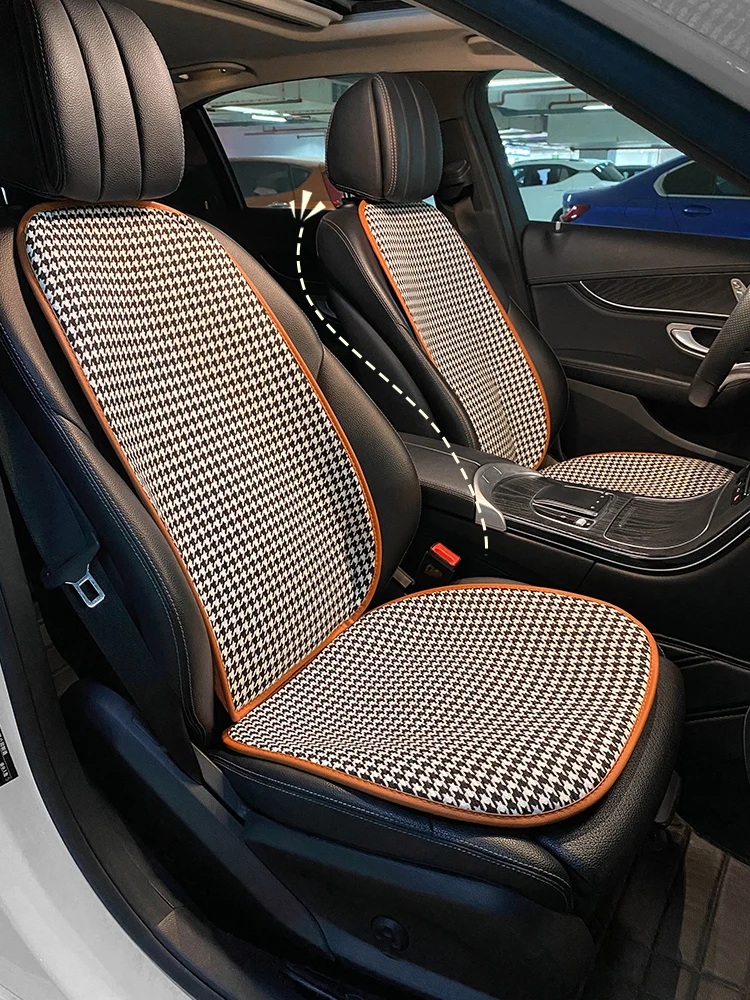

New Arrival Lattice Universal Cotton Flax Four Seasons Protective Anti-slip Car Interior Ornaments Car Seat Cushion