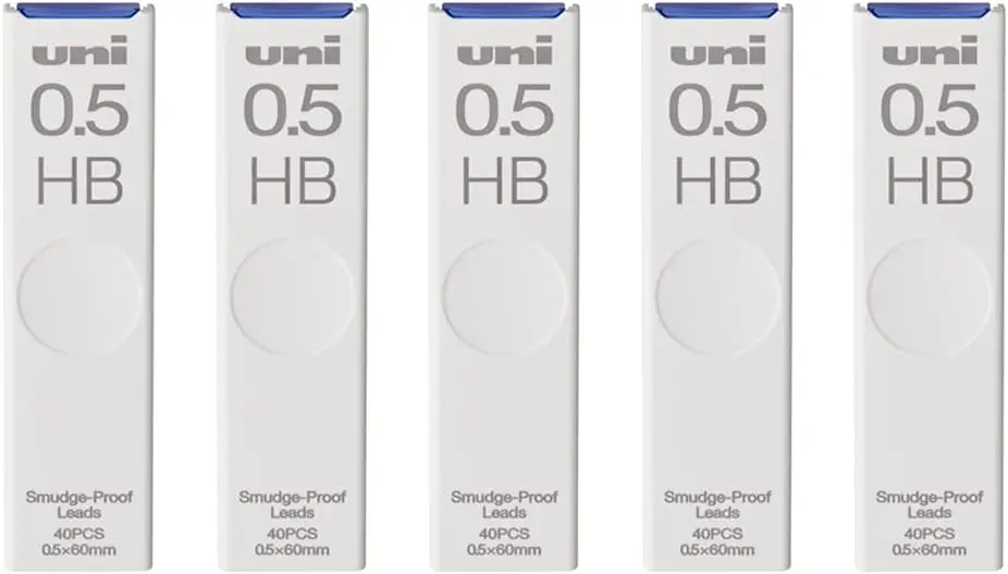 

Smudge-Proof Mechanical Pencil Leads, 0.5mm HB, 40 Leads per Pack, Set of 5