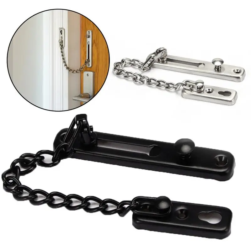 Door Chain Lock  Spring Anti Theft Press Stainless Steel Security Chain Heavy Duty Slide Catch Latch Screw Guard Accessories