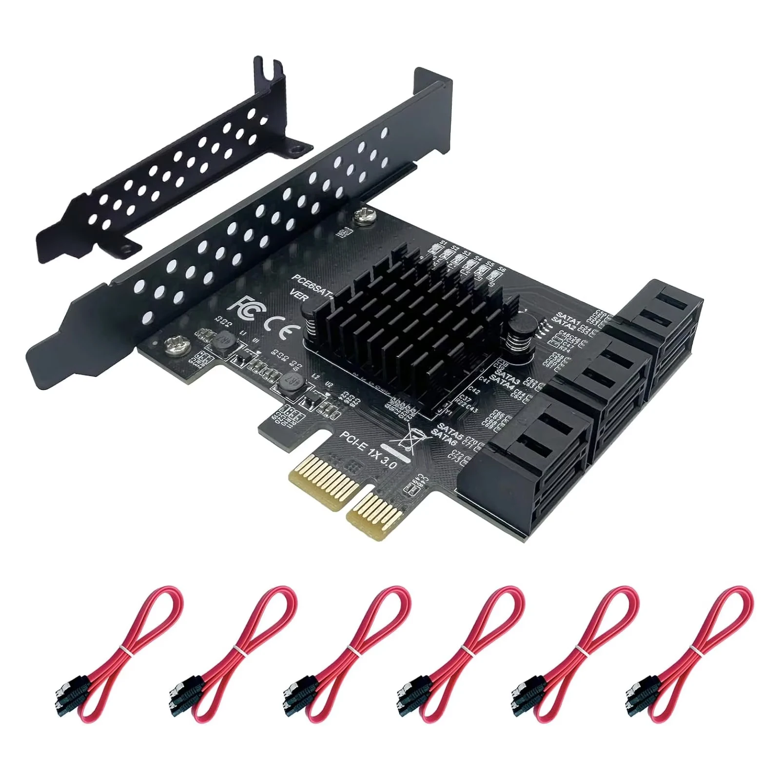 PCI-E 1X to SATA 3.0 Controller Card,6-Port SATA 3 6Gbps Expansion Card Supports PCI-Express Slots Compatible with SSDs and HDD