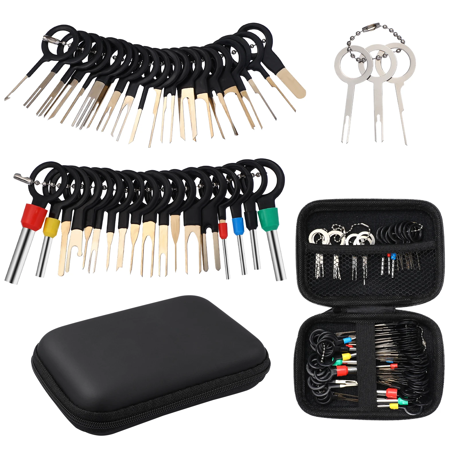 

76pcs Terminal Removal Tool Kit Pin Extractor Wire Harness Disassembly Tool Set Automotive Mechanic Tools Storage Bag Included