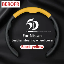 Genuine Leather Car Steering Wheel Cover Ultra-thin Breathable 38cm For Nissan Qashqai Juke X-Trail T31 T32 Altima Rogue