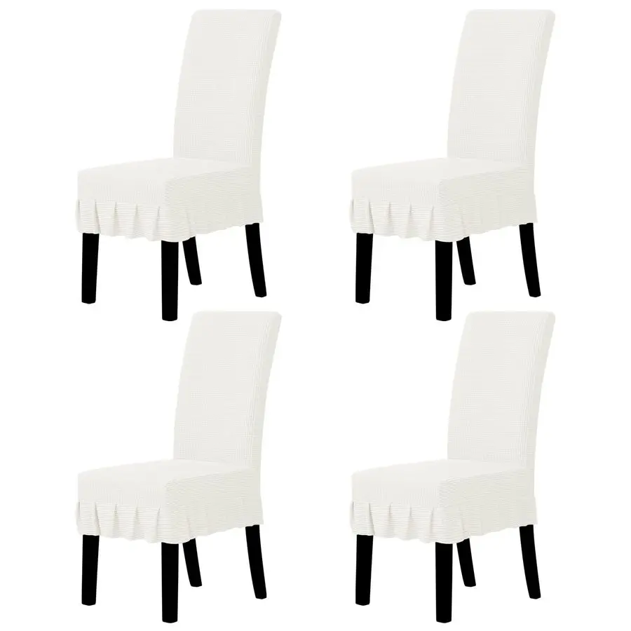

Чехлы для обеденных стульев, эластичные чехлы-накидки для стульев Parsons с юбкой, для столовой, ресторана, банкета, 4 шт., кремовый цвет