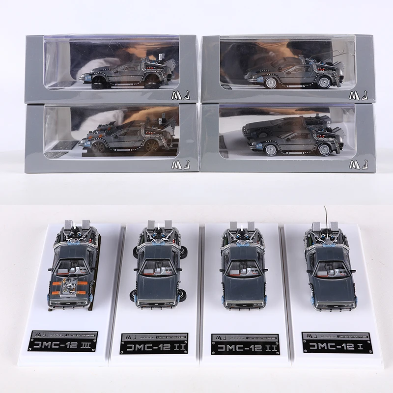 MJ 1:64 DeLorean DMC I II III Back To The Future Time Machine Mr.Fusion Diecast Toy Vehicle Car Model