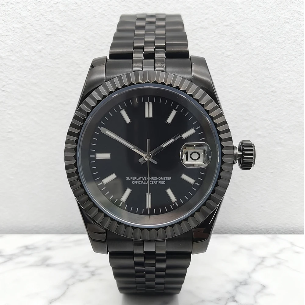 

PARNSRPE 36/39mm Black case Men's wristwatch Stainless Steel Watch NH35 automatic mechanical movement Sapphire Luminous