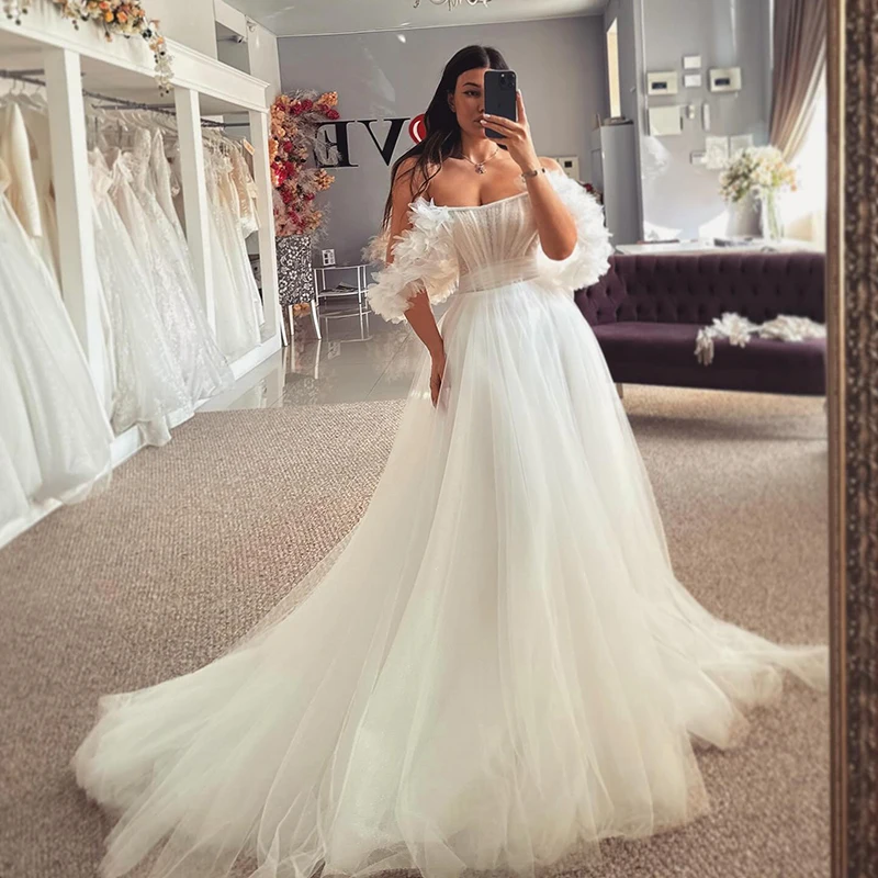 

Eightree Elegant A-Line Wedding Dresses Strapless Floor Length Wedding Gowns Boho Beach Bridal Ball Prom Dress vestido de noiva