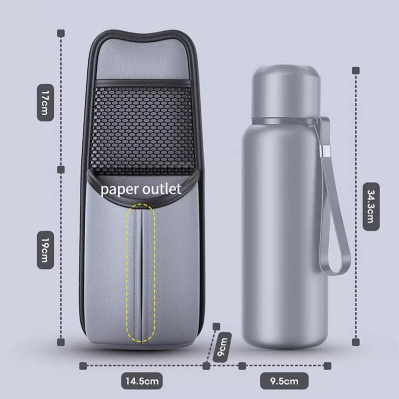 2 in 1 Car Storage Bag Wear-Resistant Pu Leather Seat Side Tissue Holder/Cup Holder Hanging Car Organizer Universal Storage Mesh