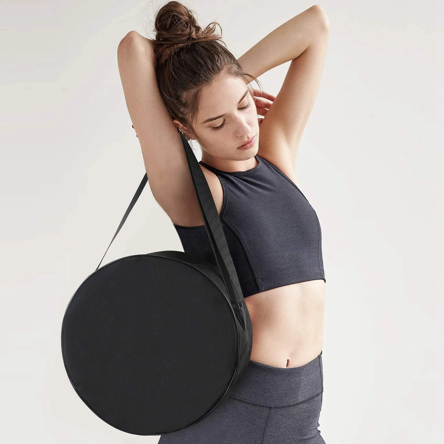 Saco de roda de yoga saco de armazenamento de círculo de yoga grande capacidade duplo zíper pilates roda mochila com ajustável