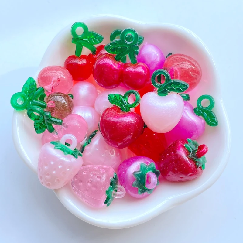 10Pcs New Cute Mini Strawberry Cherry Flat Back Resin Scrapbooking DIY Jewelry Craft Decoration Accessories