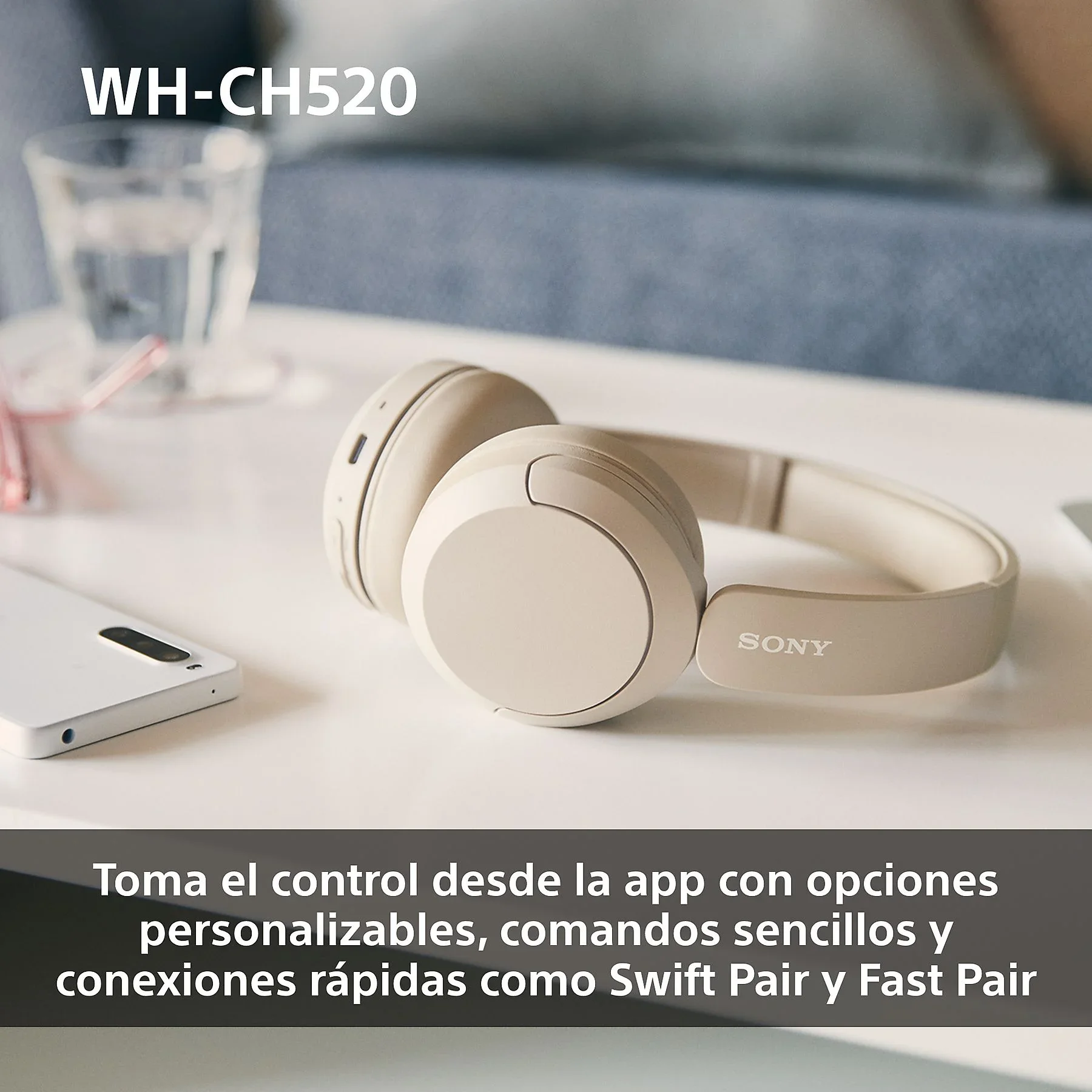 ​Sony WH-CH520 Auriculares On-Ear Inalámbricos Bluetooth 5.2 con Micrófono Integrado, Batería de hasta 50 Horas, Carga Rápida, DSEE, Multipoint y Compatibilidad con Asistentes de Voz​ 8